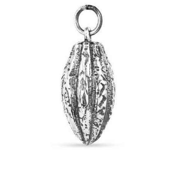 Breloque petite cabosse de cacao en argent sterling 16,5x5,25 mm - 1pc brillant de haute qualité (11406)/1