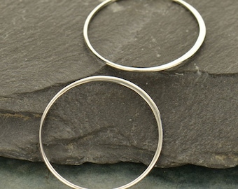 Large Circle Link  Sterling Silver 30x30mm Hammered Circle Link - 1pc (4401)/1