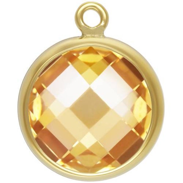 14Kt Gold Filled 8mm Checkerboard Champagne 3A CZ Drop - 1 Pc Wholesale Price (11386)/1