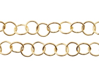 14Kt Gold Filled 7mm Round Cable Chain - 5 Feet Soldered links Made in USA Lowest Price (2454-5)/1