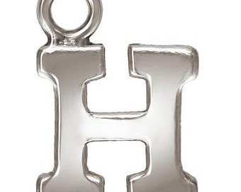 Sterling Silver Block Letter 'H' Charm (0.5mm Thick)  - 1pc  (14158)/1