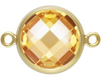 14Kt Gold Filled 8mm Checkerboard Champagne 3A CZ Connector - 1Pc  Wholesale Price (11373)/1