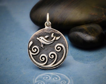 5 Blue Eye Dolphin Antique Silver Charm European Jewelry 11 12 & 5mm Hole R121 5 Blue Eye Dolphin Antique Silver Charm European Jewelry 11 12 & 5mm Hole R121