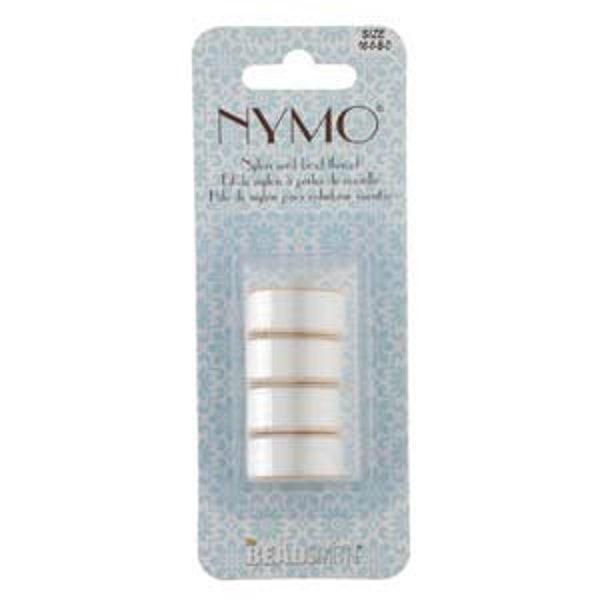 NYMO, Nylon Seed Bead Thread, White Nylon, 4 Piece Assorted Pack White 00-0-B-D - 4pcs (14526)