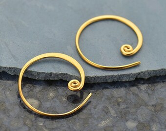 24K Gold Plated Sterling Silver 18mm Curled Hoop Earring Finding - 1pair (3680)/1