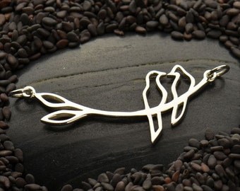 Sterling Silver Birds on a Branch Festoon 40mm with 5mm soldered rings - 1pc 20% discounted (6186)/1