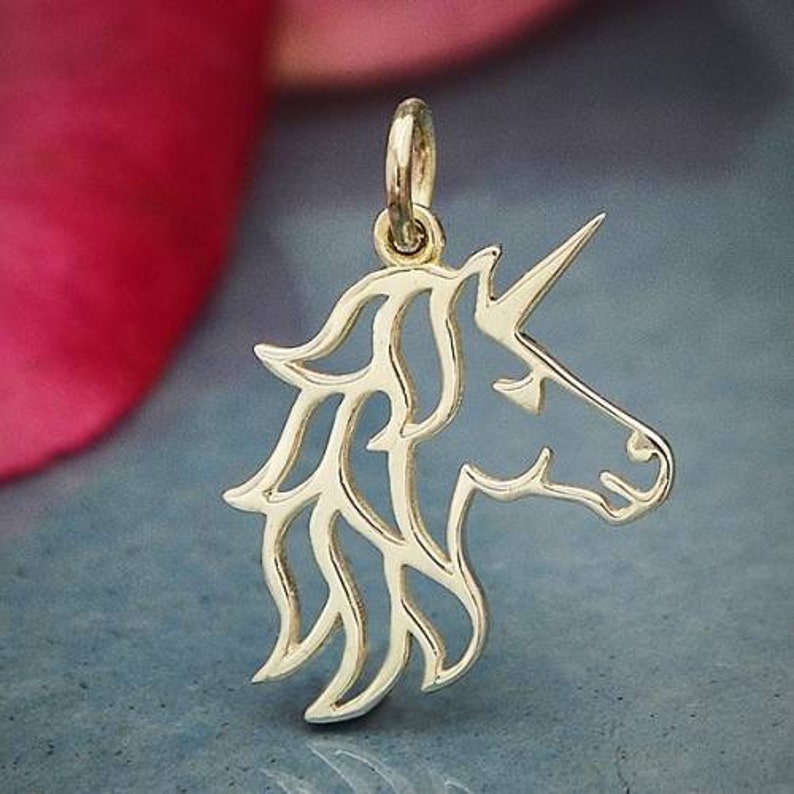 Sterling Silver Unicorn Charm Openwork Unicorn Head 21x15mm Etsy