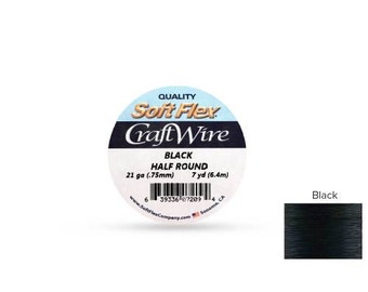 Craft Wire Soft Flex 21gauge Black 7yards  - 1 Spool HALF ROUND Wire Save Big (4771)/1