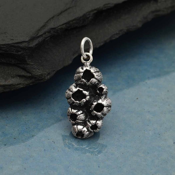 Sterling Silver Barnacle Charm 22x10mm - 1Pc Wholesale Price (13932)/1