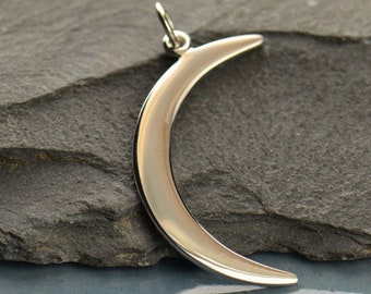 Sterling Silver 31x10mm Crescent Moon Charm - 1pc 15% discounted wholesale price (3999)/1