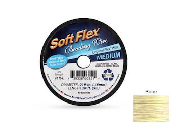 Soft Flex, Beading wire, 49 strand, 0.019 Inch 30ft length - 1spool Bone Color Wholesale Price (4606)/1