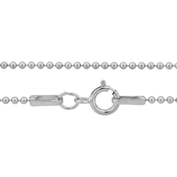 Necklaces, Ball Chain, with clasp Sterling Silver 1.2mm 18 Inch  - 1pc Neck chain (3102)/1