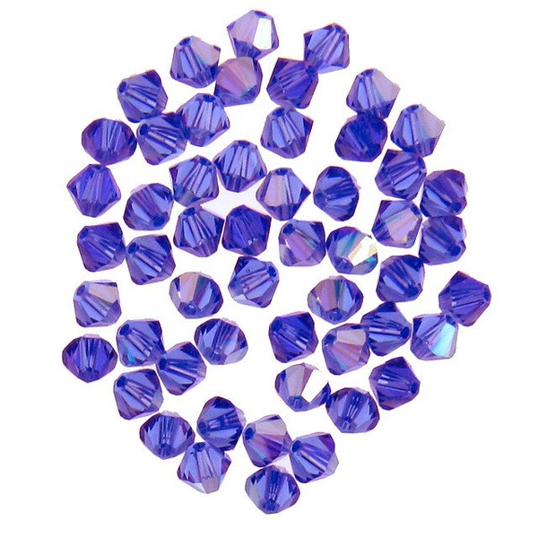 CLEARANCE: Swarovski 5328 4mm Sapphire(206) AB Xilion Bicone Beads Whole sale price Bulk Quantity 1 Gross (2510) - FREE Second Shipping