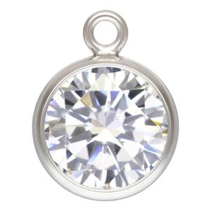 Charms, gota de bisel de circonita cúbica de abril, plata de ley, 6 mm - 2 piezas de alta calidad con un 15 % de descuento (4507)/1