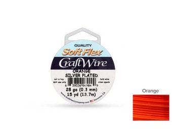 Craft Wire Soft Flex 28gauge Silver Plated Orange 15yards  - 1 Spool Wholesale Price (4674)/1