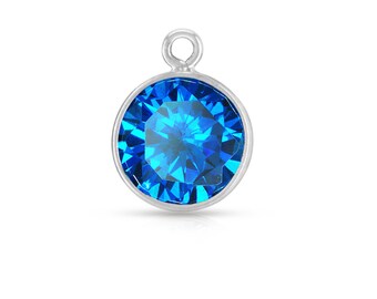 Sterling Silver 6.0mm Bezel CZ Drop September Birthstone - 2pcs High Quality 5% discounted (6335)/1