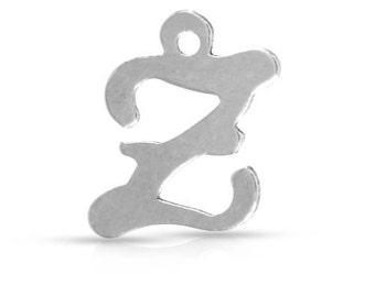 Charm Script Alphabet Z Sterling Silver 10x8.25mm - 4 Pcs High Quality Shiny (10932)/1