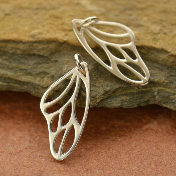 Butterfly Wing Charm Sterling Silver 20x10mm with soldered jump ring - 1pc 20% discounted (4292)/1