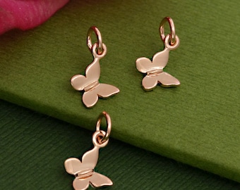 18K Rose Gold Plated Tiny Butterfly Charm 12x10mm  - 1pc  (13756)/1