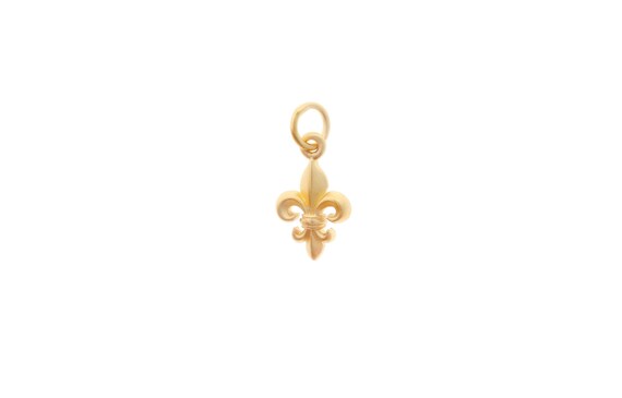 24Kt Gold Vermeil Style Sterling Silver Fleur de LYS Charm 12x8mm //1 1pc 4325