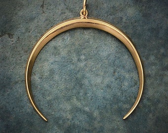 Ciondolo a mezzaluna invertita scanalata in bronzo 35 x 33 mm - 1 pz (13532)/1