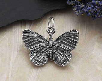 Sterling Silver Dimensional Butterfly Pendant 21x24mm - 1pc (14386)/1