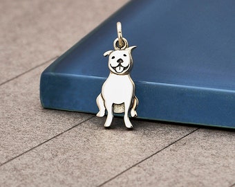 Sterling Silver Pitbull Dog Charm  - 1pc  (13518)/1