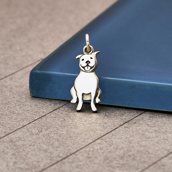 Sterling Silver Pitbull Dog Charm  - 1pc  (13518)/1