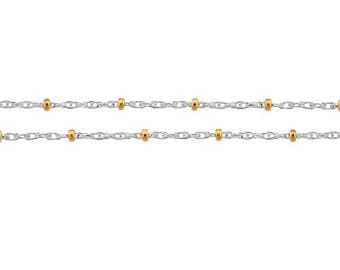 Satellite Chain, Sterling Silver, 1.5mm Gold Filled Bead, Rope Chain - 5ft Wholesale Price (11609-5)/1