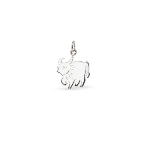Chinese Zodiac Ox Charm Sterling Silver 19.5x14.5x1mm - 1pc Wholesale Price (10320)/1