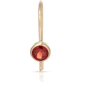 14Kt Gold Filled 4mm Garnet Ear Wire With Ring 18.2x10.2mm   - 1pr High Quality Ear Wires (6441)/1