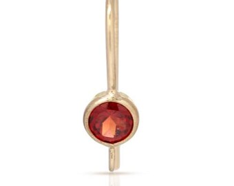 14Kt Gold Filled 4mm Garnet Ear Wire With Ring 18.2x10.2mm   - 1pr High Quality Ear Wires (6441)/1