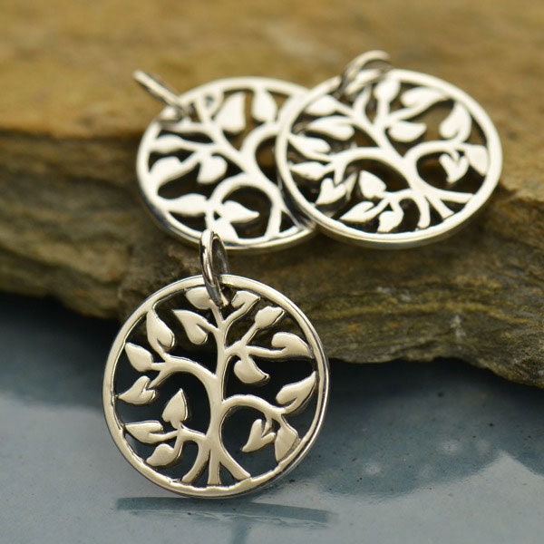 Sterling Silver Tree of life Charm Small 15x13mm with 5mm Soldered jump ring - 1pc  (2846)/1
