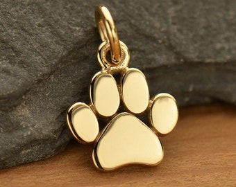 Flat Paw Print Jewelry Charm - Bronze 13x9mm - 1Pc Wholesale Price (13997)/1