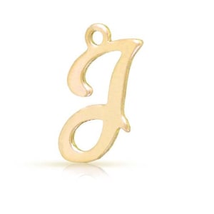 Charme Script Alfabeto J 14Kt Ouro Preenchido 10x8mm - 2 Pcs Brilhante de Alta Qualidade (10954)/1