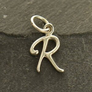 Sterling Silber Script Anfangsbuchstabe R Anhänger 12x8mm - 1 Stück Großhandelspreis (12823) / 1