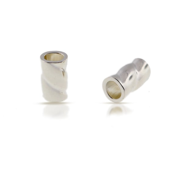 Quetschperlen, Verdrehte Quetschperlen, Sterling Silber, 3x2 mm - 250 Stück - 30% OFF Wholesale Discounted Price (2043) / 5