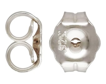 Ear Nuts, Heavy Earring Backs, Sterling Silver, 4.7x5.4mm - 10prs (6362)/1