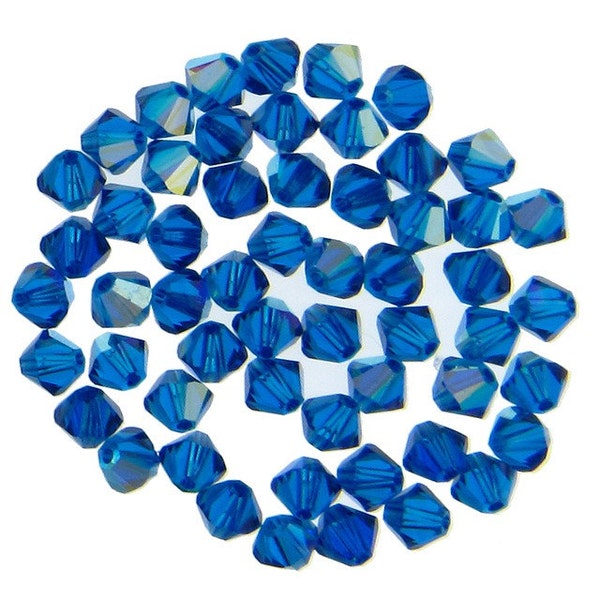 CLEARANCE: Swarovski 5328 4mm Capri Blue (243) AB Xilion Bicone Beads Wholesale price Bulk Quantity 1 Gross (2534) - FREE Second Shipping