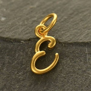 24Kt Vergoldete Sterling Silber Anfangsbuchstabe E Anhänger 11 x 6 mm - 1 Stück (12784) / 1