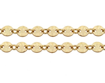 14Kt Gold Filled 4mm Hammered Sequin Disc chain - 20ft Made in USA 30% discounted  wholesale quantity High Quality (5319-20)/1