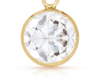 14Kt Gold Filled 6,0mm April Bezel Drop CZ Charm - 2 Stück Hohe Qualität 15% Rabatt (5349) / 1