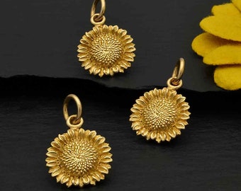 Bronze Small Sunflower Charm 16x11mm - 1Pc Wholesale Price (13840)/1