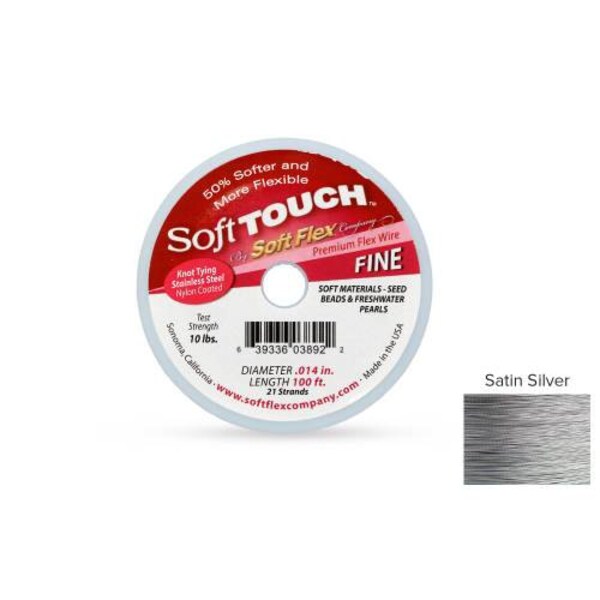 Soft Touch Wire 21 Strand 0.014 Inch 100ft length Satin Silver Color - 1spool (4656)/1