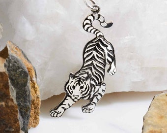 Sterling Silver Prowling Tiger Pendant 35x14mm  - 1pc (14536)/1