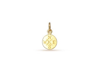 Compass Charm Satin 24Kt Gold Plated Sterling Silver 14x8x1mm - 1pc Wholesale Price (10337)/1