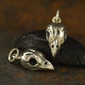 Sparrow Skull 3D Charm Sterling Silver 12.4x7x5mm - 1pc Wholesale Price (10302)/1