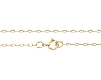 Necklace 16", 14Kt Gold Filled, 1mm, Elongated Drawn, Cable Chain - 5pcs (5482)/5 Made in USA