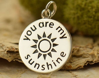 Silver Word Charm - You are my Sunshine Charm 22x15mm  - 1Pc  (13705)/1