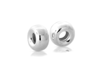 Beads, Roundel, Sterling Silver, 2.1mm Hole, 6.3mm - 10pcs